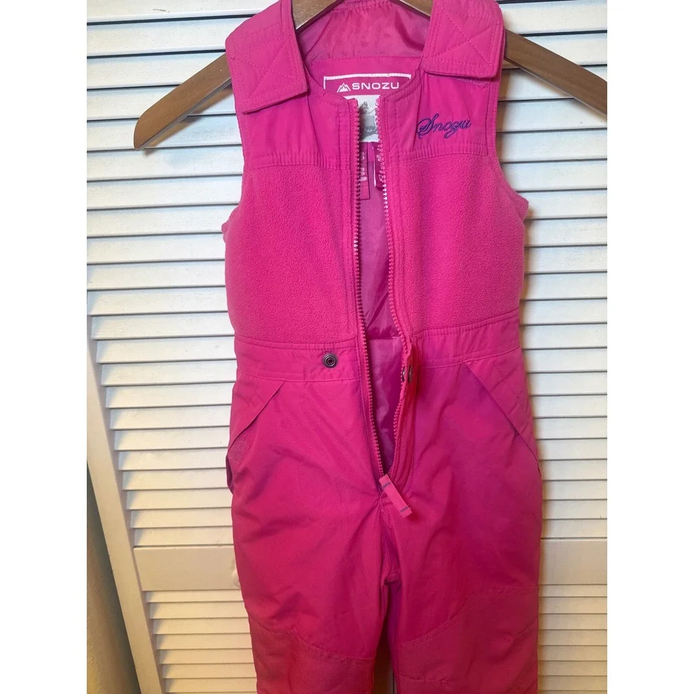 Snozu Girls Pink Fleece Lined Snow Bibs Insulated Overalls 4T